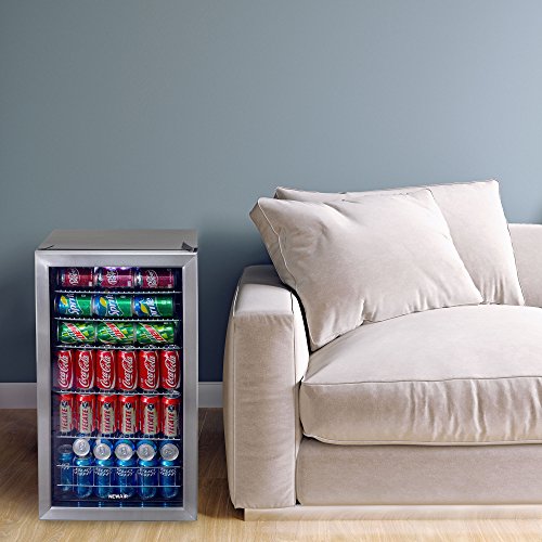 NewAir Beverage Refrigerator Cooler | 126 Cans Free Standing with Right Hinge Glass Door | Mini Fridge Beverage Organizer Perfect For Beer, Wine, Soda, And Cooler Drinks | AB-1200