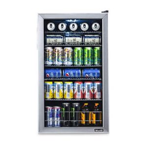 NewAir Beverage Refrigerator Cooler | 126 Cans Free Standing with Right Hinge Glass Door | Mini Fridge Beverage Organizer Perfect For Beer, Wine, Soda, And Cooler Drinks | AB-1200