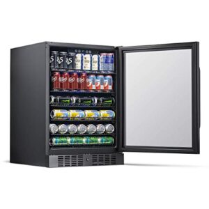 NewAir 24" Beverage Refrigerator Cooler - 177 Can Capacity Mini Fridge - Black Stainless Steal With Built In Cooler and Glass Door | Cool your Soda, Beer, and Beverages to 37F NBC177BS00