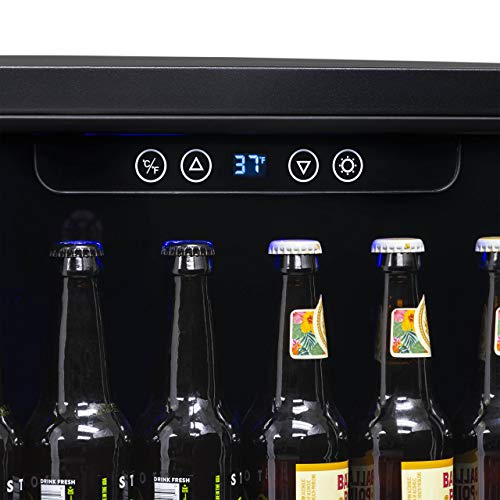 NewAir 24" Beverage Refrigerator Cooler - 177 Can Capacity Mini Fridge - Black Stainless Steal With Built In Cooler and Glass Door | Cool your Soda, Beer, and Beverages to 37F NBC177BS00