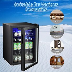 Antarctic Star Mini Fridge-100 Can Beverage Refrigerator Wine Cooler Clear Front Glass Door Small Drink Touch Screen for Soda Beer Bar Office Home 2.6 cu.ft