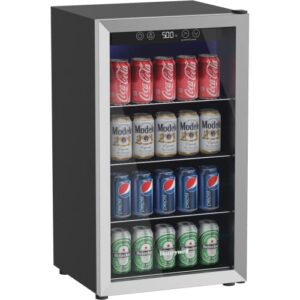 Honeywell Beverage Refrigerator and Cooler, 115 Can Mini Fridge with Glass Door for Soda Beer or Wine for Office or Bar with Adjustable Removable Shelving