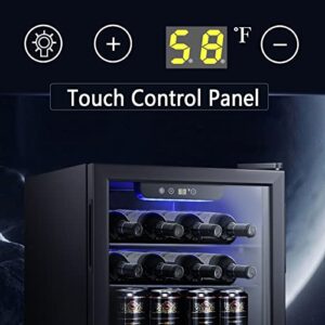 Antarctic Star 2.6cu.ft Wine Cooler/Cabinet Beverage Refrigerator Small Mini Wine Cellar Fridge Beer Soda Clear Front Glass Door Quiet Operation Compressor Adjust Temperature Freestanding Black