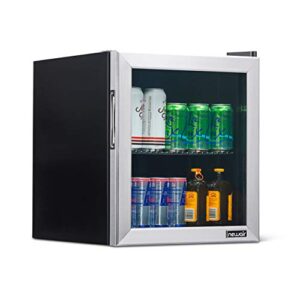 newair mini fridge beverage refrigerator and cooler, free standing glass door refrigerator holds up to 60 cans, cools to 37 degrees perfect beverage organizer for beer, wine, soda, and pop