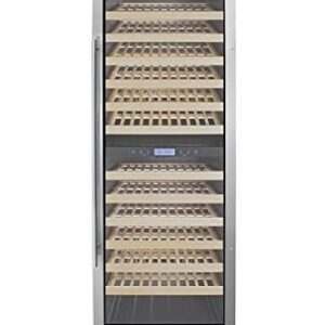 Summit Appliance SWC1966B 24" Wide Dual Zone Wine Cellar For Built-In or Freestanding Use with Glass Door with Stainless Steel Trim, Digital Thermostat, Wooden Shelving and Factory-Installed Lock