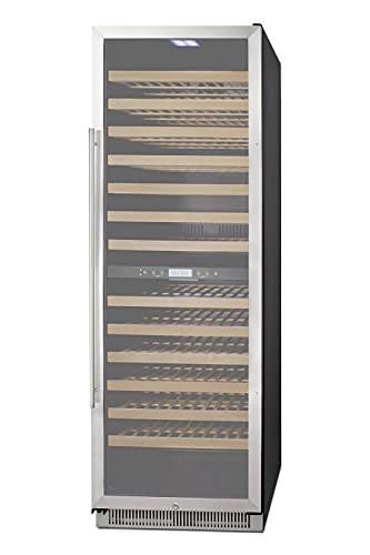 Summit Appliance SWC1966B 24" Wide Dual Zone Wine Cellar For Built-In or Freestanding Use with Glass Door with Stainless Steel Trim, Digital Thermostat, Wooden Shelving and Factory-Installed Lock