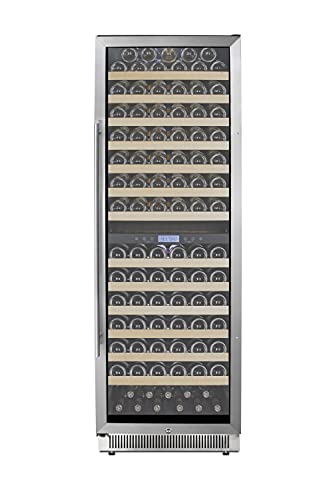 Summit Appliance SWC1966B 24" Wide Dual Zone Wine Cellar For Built-In or Freestanding Use with Glass Door with Stainless Steel Trim, Digital Thermostat, Wooden Shelving and Factory-Installed Lock