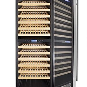 Summit Appliance SWC1966B 24" Wide Dual Zone Wine Cellar For Built-In or Freestanding Use with Glass Door with Stainless Steel Trim, Digital Thermostat, Wooden Shelving and Factory-Installed Lock