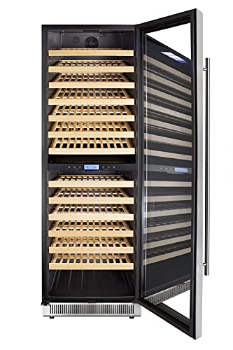 Summit Appliance SWC1966B 24" Wide Dual Zone Wine Cellar For Built-In or Freestanding Use with Glass Door with Stainless Steel Trim, Digital Thermostat, Wooden Shelving and Factory-Installed Lock