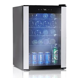 techomey wine fridge freestanding, 19 bottle compressor wine cooler refrigerator with digital thermostat and glass door, stainless steel