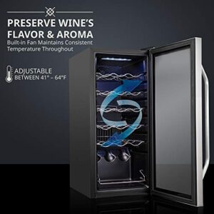 Ivation 18 Bottle Compressor Wine Cooler Refrigerator w/Lock | Large Freestanding Wine Cellar For Red, White, Champagne or Sparkling Wine | 41f-64f Digital Temperature Control Fridge Stainless Steel