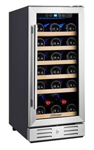 kalamera mini fridge 15″ wine cooler refrigerator – 30 bottle wine fridge with stainless steel refrigerator& double-layer tempered glass door and temperature memory function built-in or freestanding