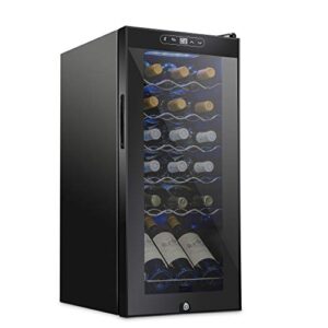 schmecke 18 bottle compressor wine cooler refrigerator w/lock – large freestanding wine cellar – 41f-64f digital temperature control wine fridge for red, white, champagne or sparkling wine – black