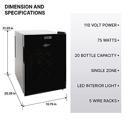 Koolatron Urban Series 20 Bottle Wine Cooler, Black Thermoelectric Wine Fridge, Freestanding Wine Refrigerator for Home Bar, Small Kitchen, Apartment, Condo, Cottage, RV