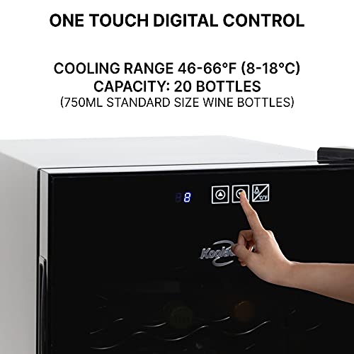 Koolatron Urban Series 20 Bottle Wine Cooler, Black Thermoelectric Wine Fridge, Freestanding Wine Refrigerator for Home Bar, Small Kitchen, Apartment, Condo, Cottage, RV