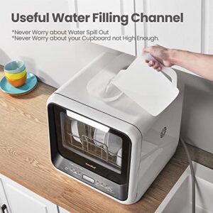 COMFEE' Portable Dishwasher Countertop, Mini Dishwasher with 5L Built-in Water Tank, No Hookup Needed, 6 Programs, 360° Dual Spray, 192℉ High-Temp& Air-Dry Function, Dishwasher for Apartments& RVs