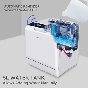 Hermitlux Countertop Dishwasher, 5 Washing Programs Portable Dishwasher With 5-Liter Built-in Water Tank And Inlet Hose & Drain Hose