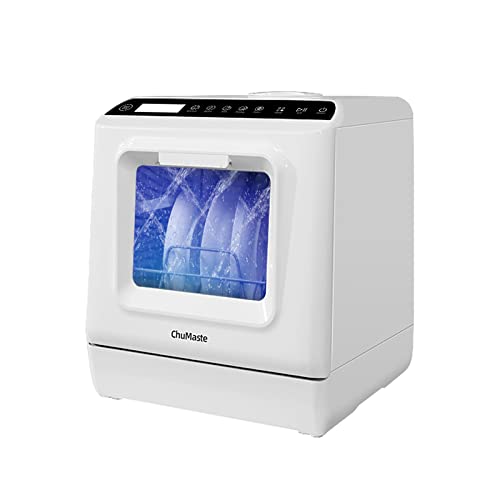 ChuMaste countertop dishwasher, portable dishwasher with water tank, 5 wash programs, leak-proof and can also be connected to the tap. For apartments, dorms, offices, boats, RVs, kitchenettes.