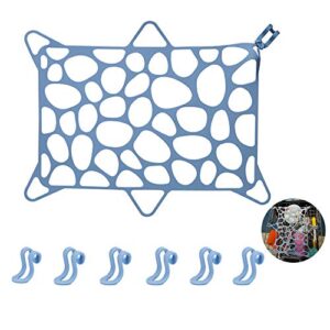 revex dishwasher net, 9.8″x14.5″ silicone dishwasher net for small items, 6 adjustable hooks to cover plastic bowls,baby bottle and cups to avoid tipping over, suitable for all dishwashers (blue)