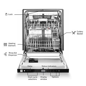 Honeywell 18 Inch Dishwasher with 8 Place settings, 6 Washing Programs, Stainless Steel Tub, UL/Energy Star- Stainless Steel