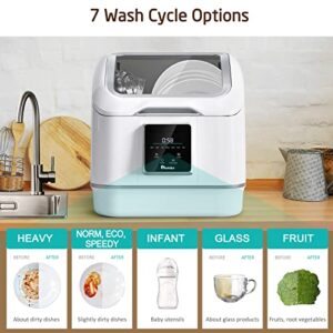 Countertop Dishwasher, IAGREEA Compact Portable Dishwasher With 7 Washing Programs, Auto Water Injection, Anti-Leakage, Fruit & Vegetable Soaking, For 4 Sets of Tableware