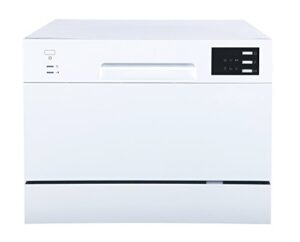 spt sd-2225dw compact countertop dishwasher/delay start-energy star portable dishwasher with stainless steel interior and 6 place settings rack silverware basket/apartment office home kitchen, white