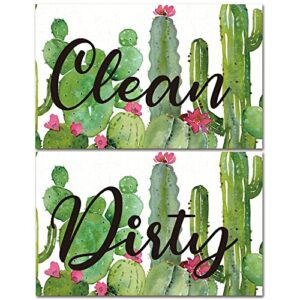 cactus pattern clean dirty reversible dishwasher magnet, double sided strong kitchen flip indicator, rustic farmhouse kitchen refrigerator dishwasher decor, gift for women, her