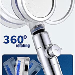 Tiktok shower head, Hydro jet vortex shower head filter turbo spa handheld 360° power propeller fan cleaner for high pressure hydrojet water (Cool blue)