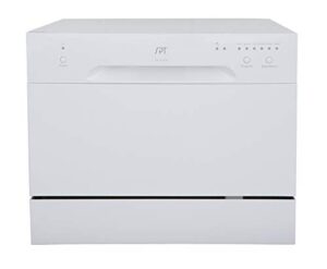 spt sd-2213w energy star compact countertop dishwasher – portable dishwasher with stainless steel interior and 6 place settings rack silverware basket for apartment office and home kitchen, white