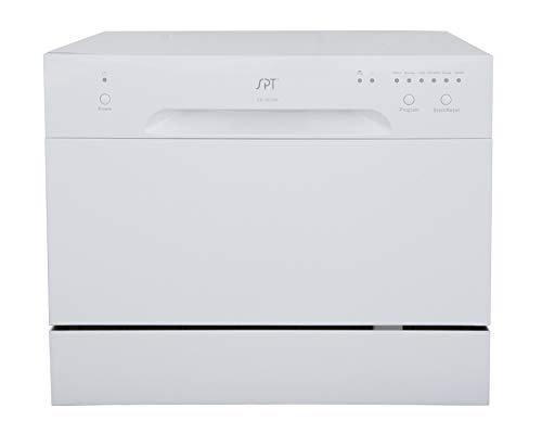 SPT SD-2213W ENERGY STAR Compact Countertop Dishwasher - Portable Dishwasher with Stainless Steel Interior and 6 Place Settings Rack Silverware Basket for Apartment Office And Home Kitchen, White