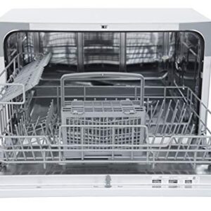 SPT SD-2213W ENERGY STAR Compact Countertop Dishwasher - Portable Dishwasher with Stainless Steel Interior and 6 Place Settings Rack Silverware Basket for Apartment Office And Home Kitchen, White