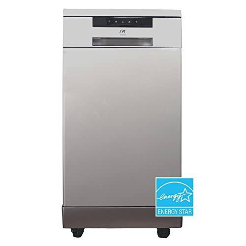 SPT SD-9263SSB 18″ Wide Portable Dishwasher with ENERGY STAR, 6 Wash Programs, 8 Place Settings and Stainless Steel Tub – Stainless Steel