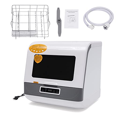 kitneed Countertop Dishwasher, Portable Automatic Dishwasher, Mini dishwasher with 3 Washing Programs, 360 Degree Spraying Water, 75°C Hot Air Drying for Apartment, Dorm Room