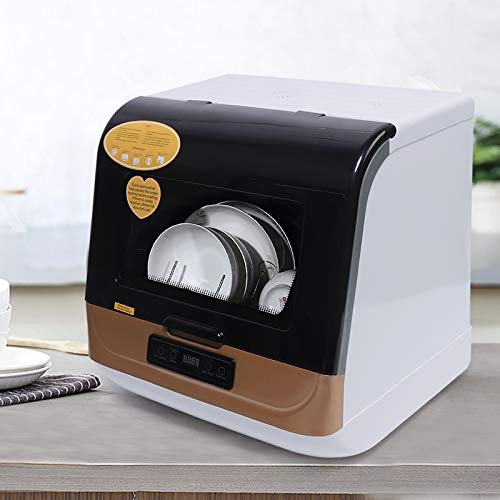 Portable Countertop Dishwasher,110V Compact Portable Tabletop Dish washer 360° Streak-Free Deep-Cleaning for Small Apartments Dorms RVs 17.72x15.75x17.32in (Gold)