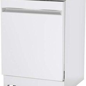 GE GPT225SGLWW 24" Energy Star Fully Integrated Portable Dishwasher with 12 Place Settings Autosense Cycle and Piranha Hard Food Disposer in White