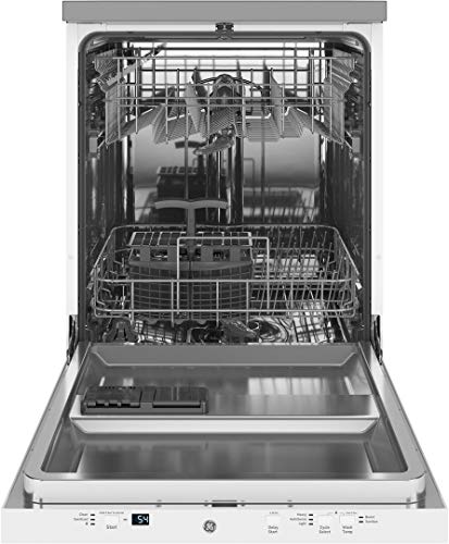 GE GPT225SGLWW 24" Energy Star Fully Integrated Portable Dishwasher with 12 Place Settings Autosense Cycle and Piranha Hard Food Disposer in White