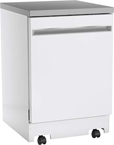 GE GPT225SGLWW 24" Energy Star Fully Integrated Portable Dishwasher with 12 Place Settings Autosense Cycle and Piranha Hard Food Disposer in White