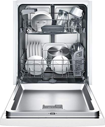 Bosch SHEM3AY52N 100 Series 24 Inch Built In Full Console Dishwasher with 6 Wash Cycles, in White