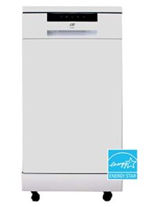 spt sd-9263wb 18″ wide portable dishwasher with energy star, 6 wash programs, 8 place settings and stainless steel tub – white