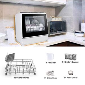 YOOYIST Portable Countertop Dishwasher, 5-Liter Built-in Water Tank, Suitable For Glass and Fruit Wash
