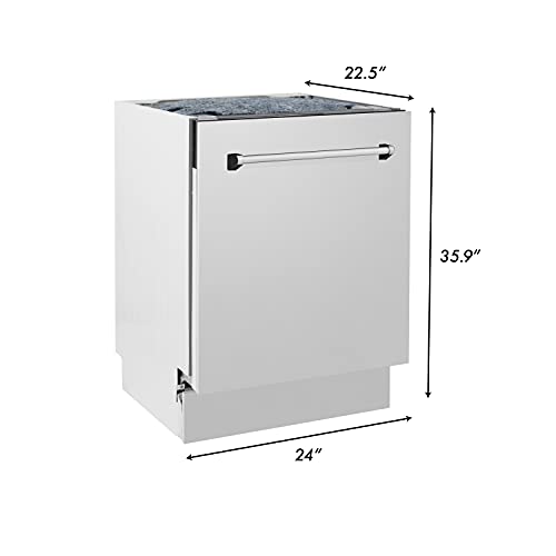 ZLINE 24" Tallac Series 3rd Rack Tall Tub Dishwasher in Stainless Steel, 51dBa (DWV-24) (304 Stainless Steel)