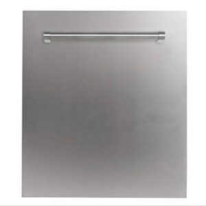 zline 24 in. top control dishwasher in snow finish stainless steel 120-volt with stainless steel tub and traditional style handle