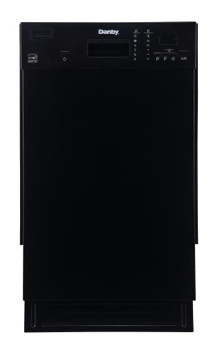 Danby 18 Inch Built in Dishwasher, 8 Place Settings, 6 Wash Cycles and 4 Temperature + Sanitize Option, Energy Star Rated with Low Water Consumption and Quiet Operation - Black (DDW1804EB)