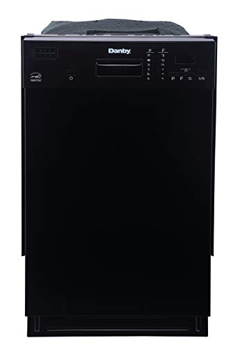 Danby 18 Inch Built in Dishwasher, 8 Place Settings, 6 Wash Cycles and 4 Temperature + Sanitize Option, Energy Star Rated with Low Water Consumption and Quiet Operation - Black (DDW1804EB)