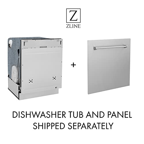 ZLINE Autograph Edition 24" 3rd Rack Top Touch Control Tall Tub Dishwasher in Stainless Steel with Gold Handle, 51dBa (DWMTZ-304-24-G)