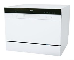 spt sd-2224dwa energy star countertop dishwasher with delay start & led – white
