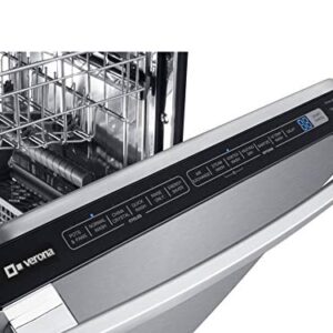 Verona VEDW24TSS 24 Inch Built In Dishwasher Touch Control 6 Wash Cycles 16 Place Settings, Stainless Steel