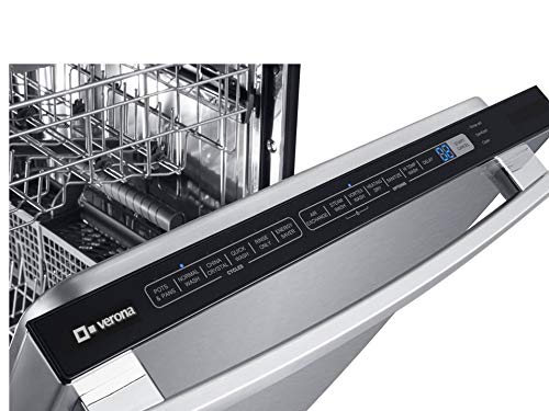 Verona VEDW24TSS 24 Inch Built In Dishwasher Touch Control 6 Wash Cycles 16 Place Settings, Stainless Steel