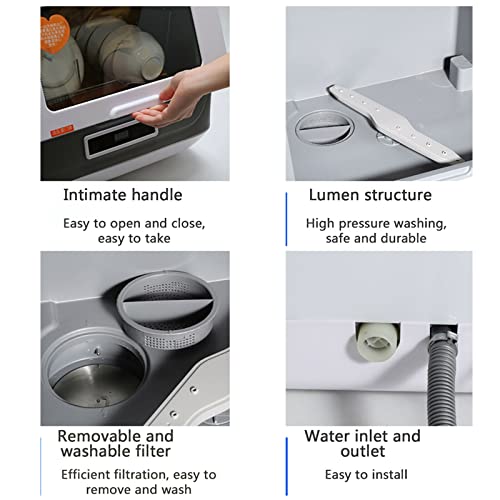 Portable Countertop Dishwasher, Large Capacity Compact Size Dish Washing Machine 4 Wash Programs Display Automatic Dishwashing for Apartments, Dorms & RVs