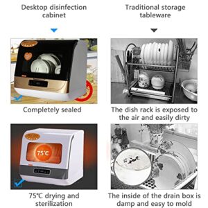 Compact Countertop Dishwasher with Washing 4 Programs, Air-dry Dishes, Build-in LED for Aparments, Dorms and RVs (Golden)